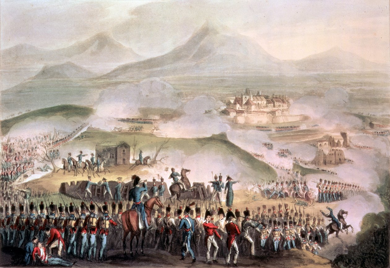 Slaget vid Toulouse, 10 april 1814, graverad av Thomas Sutherland (f.c. 1785) (akvatint) av William Heath