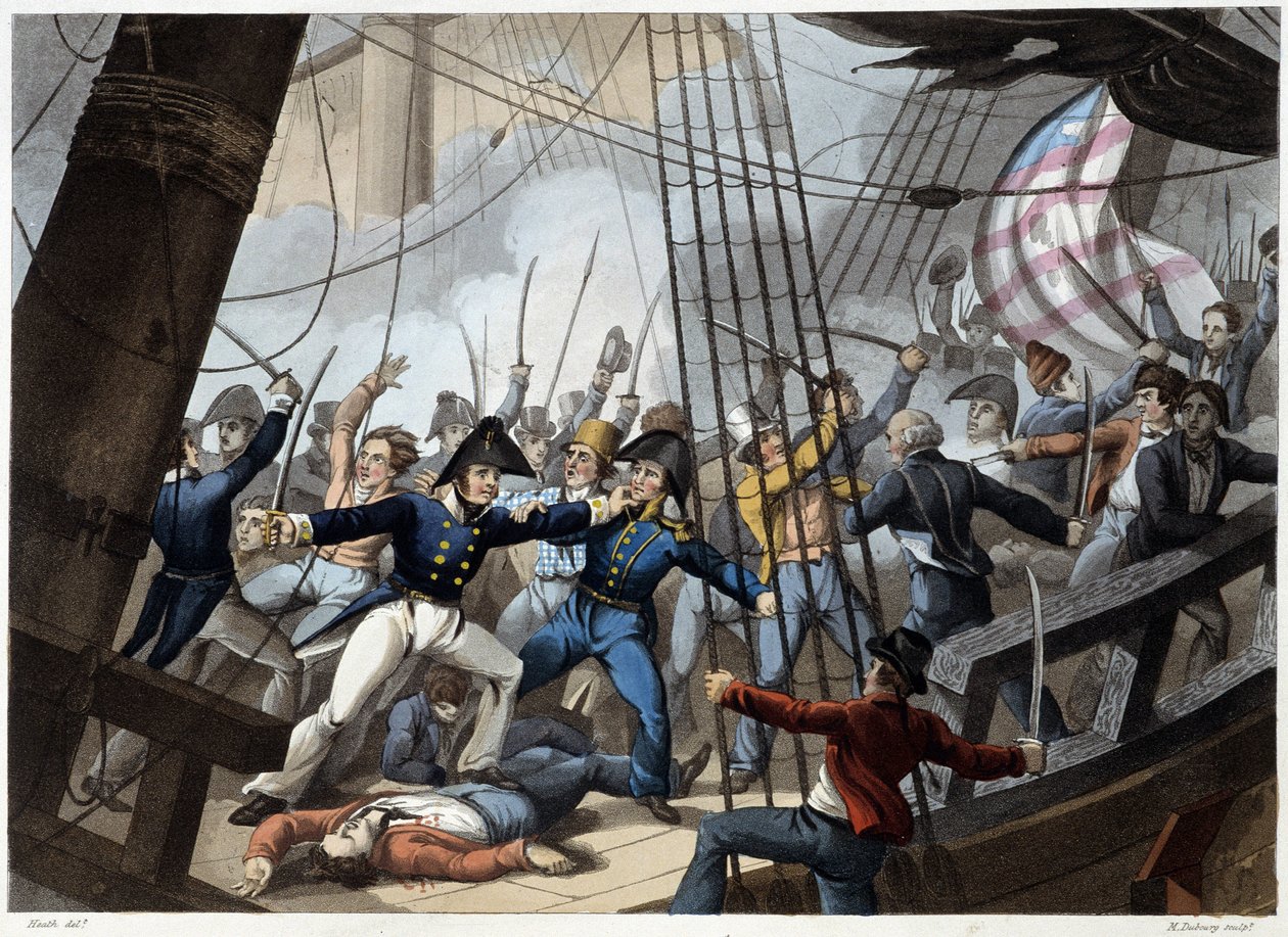 Kollision av den amerikanska båten Chesapeake av William Heath