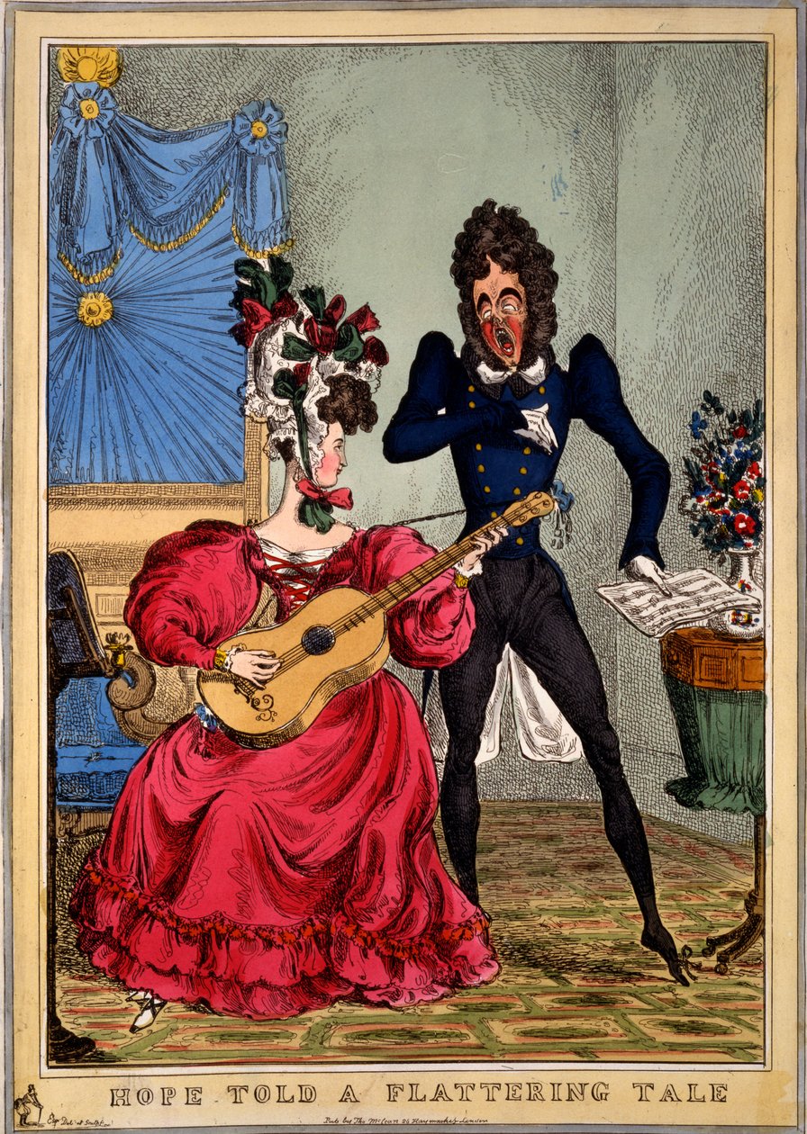 Hope Told a Flattering Tale, 1827 (handfärgad gravyr) av William Heath