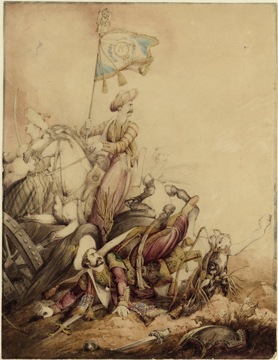 Mamluk fanbärare i strid, 1818 av William Heath