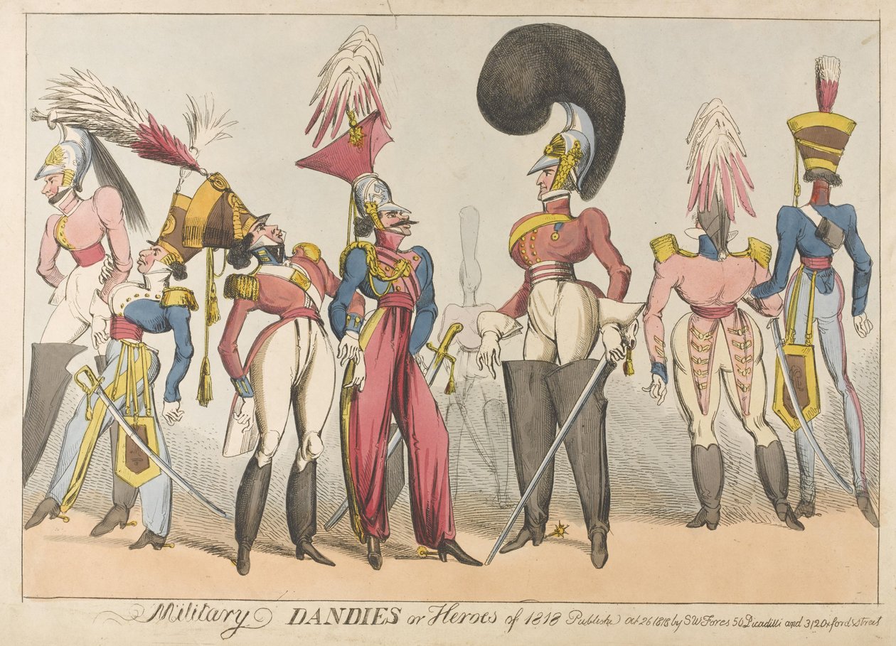 Militära dandies eller hjältar från 1818, 1818 (färgad etsning) av William Heath