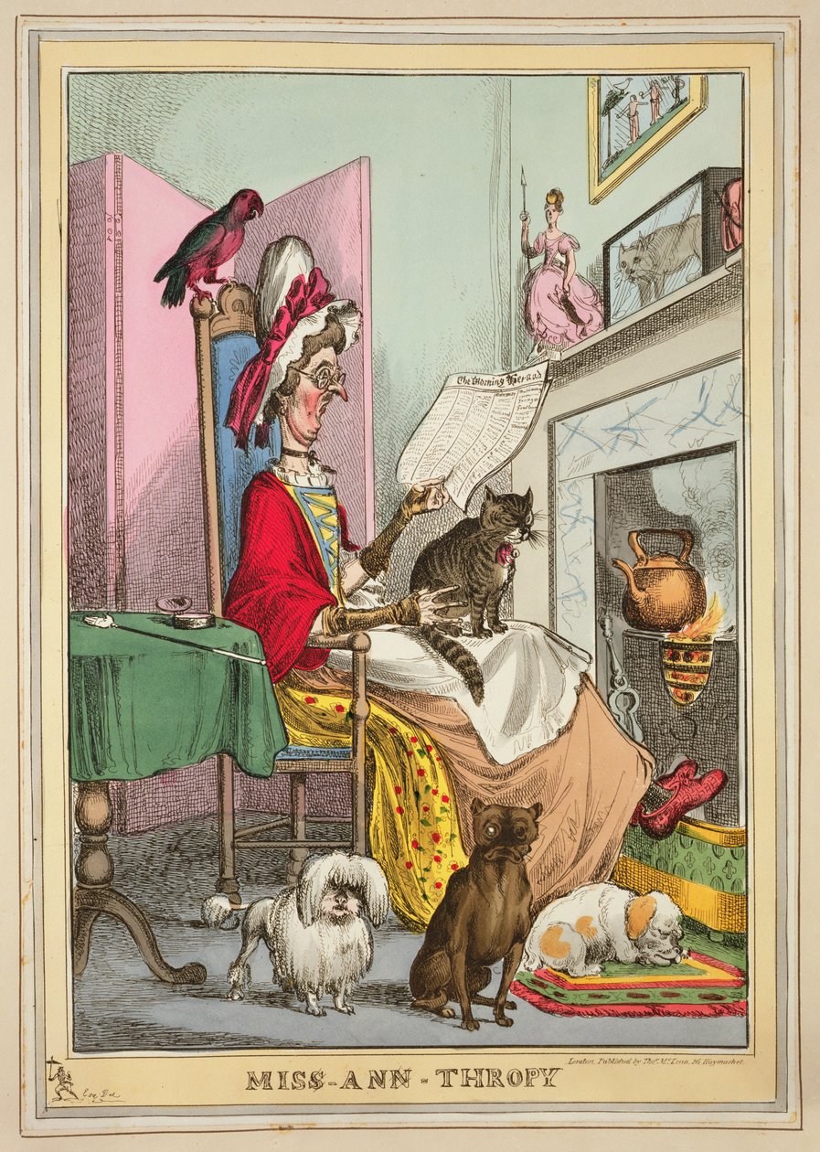 Miss-Ann-Thropy, utgiven av Thomas McLean, London (färgad etsning) av William Heath