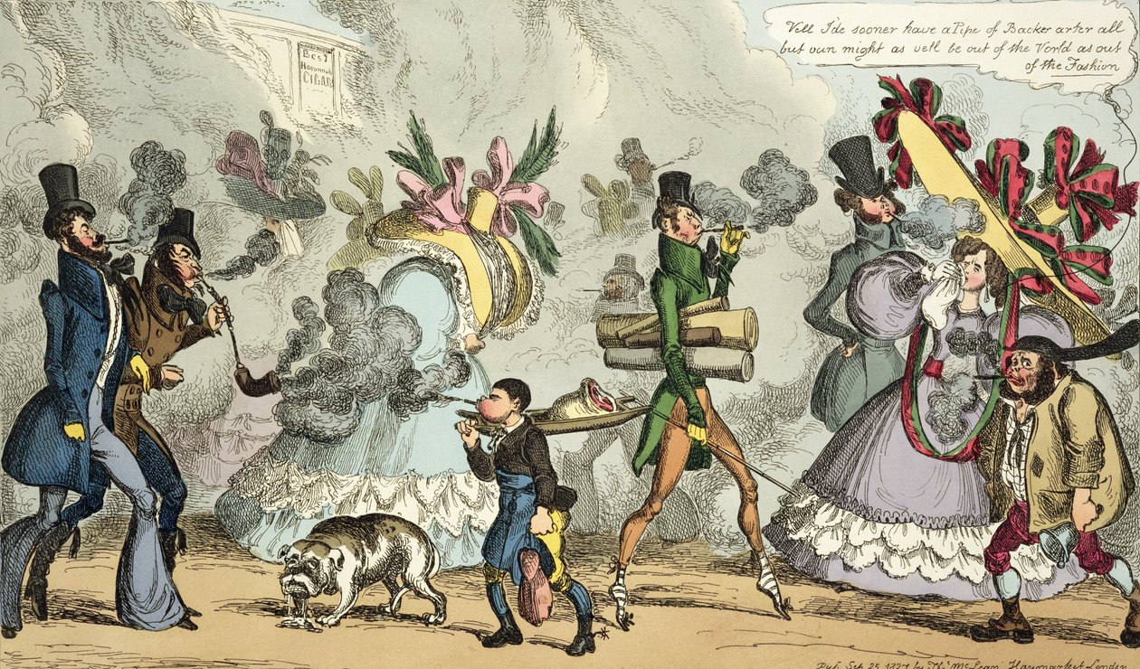 Puff, Puff, It is an Age of Puffing, Puff, Puff, Puff, publicerad september 1827 av Thomas McLean, London (färgad etsning) av William Heath