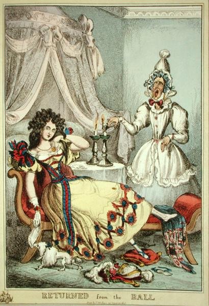 Returned from the Ball, publicerad av Thomas McLean, London (färgad etsning) av William Heath