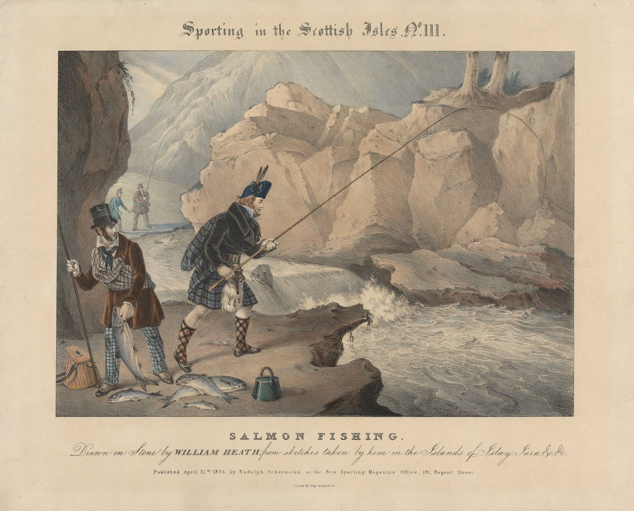 [Fyrdelad serie] Jakt och fiske på de skotska öarna:  Nr III.  Laxfiske av William Heath