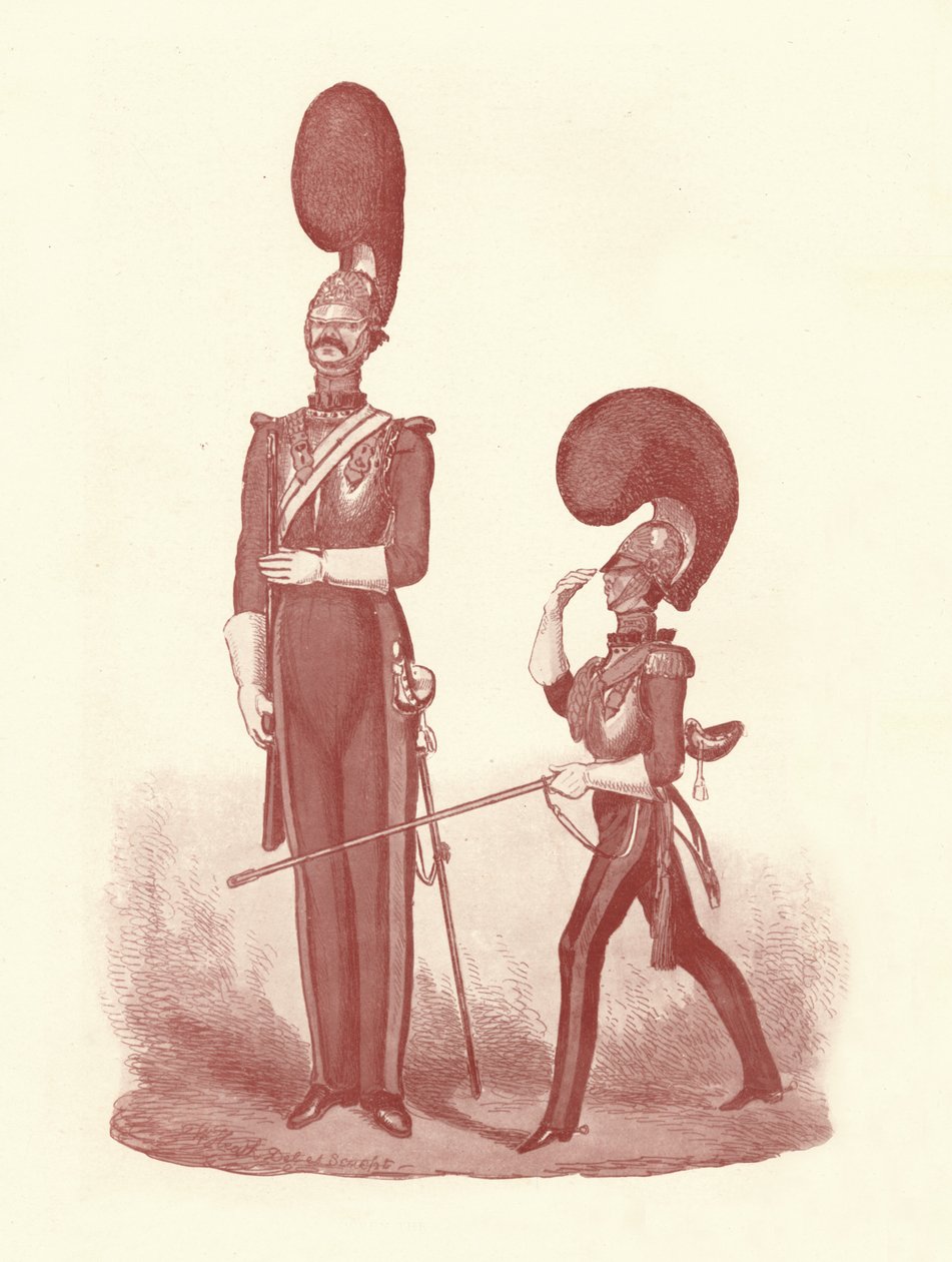 Visar skillnaden mellan mannen och officeren, 1830-1840, 1909 av William Heath