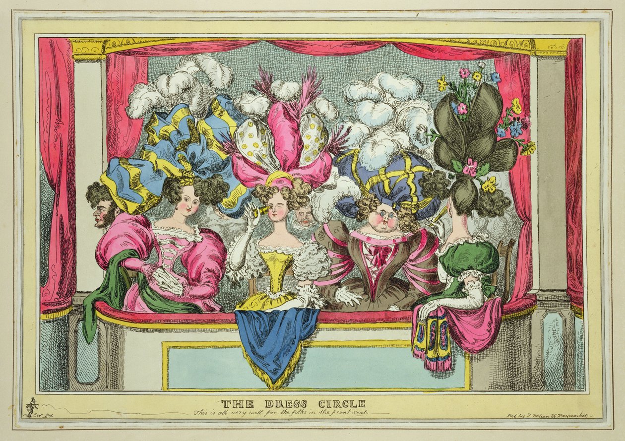 The Dress Circle, publicerad av Thomas McLean, London (färgad etsning) av William Heath