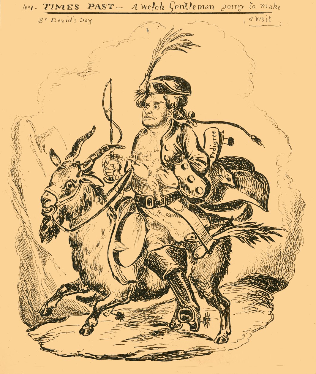 Times Past - En Welch Gentleman kommer att göra ett besök, 1830. av William Heath