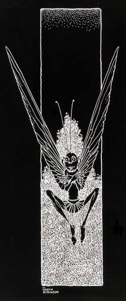 En fe, illustration från "En midsommarnattsdröm" av William Shakespeare, pub. av Constable & Co. Ltd av William Heath Robinson