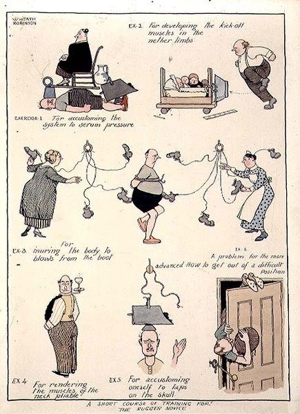 En kort utbildningskurs för Rugger-nybörjaren av William Heath Robinson
