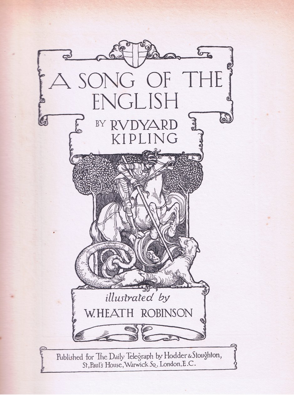 En sång av det engelska titelbladet (St George and the Dragon) av William Heath Robinson