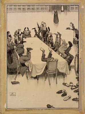 Inspektera strumpor på julafton (bläck och tvätt) av William Heath Robinson