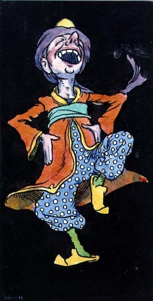 Skrattande man i turkisk dräkt (akvarell på papper) av William Heath Robinson