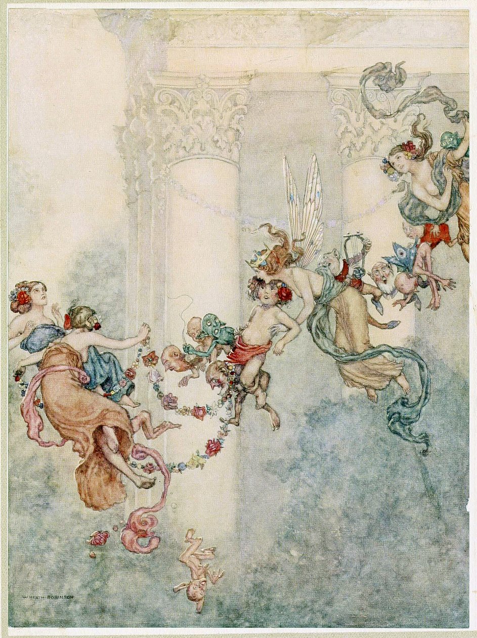 Puck: Hon har aldrig haft en så söt byte, från A Midsummer Nights Dream, pub. 1914 av William Heath Robinson