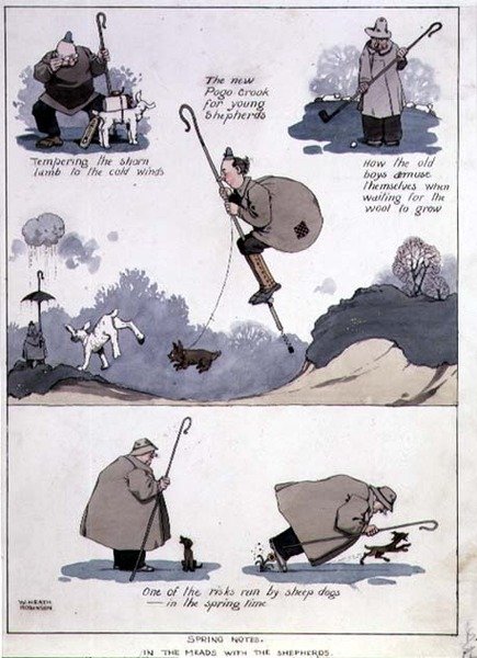 Vårnoteringar - I mjöden med herdarna (akvarell) av William Heath Robinson
