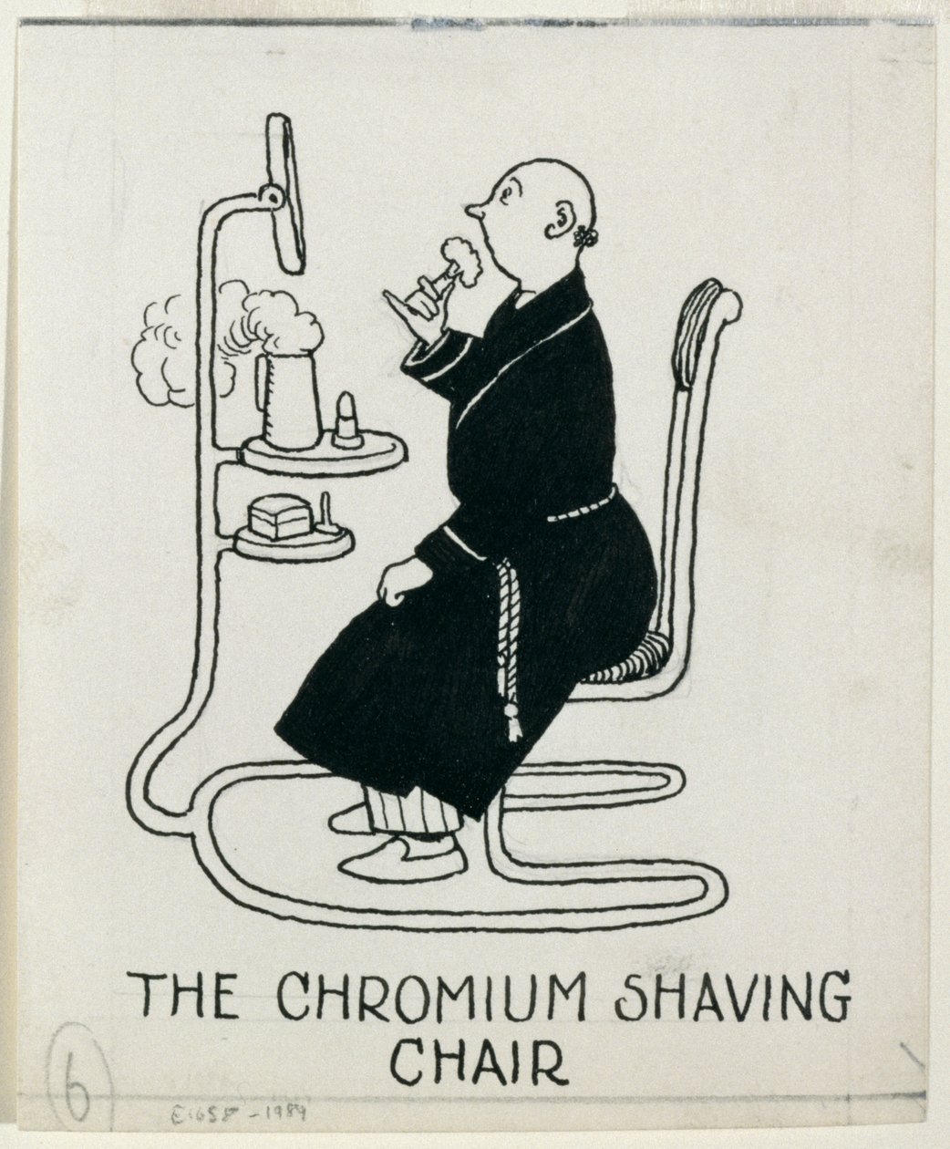 "The Chromium Shaving Chair", detalj från "How to Live in a Flat", publicerad 1936. av William Heath Robinson