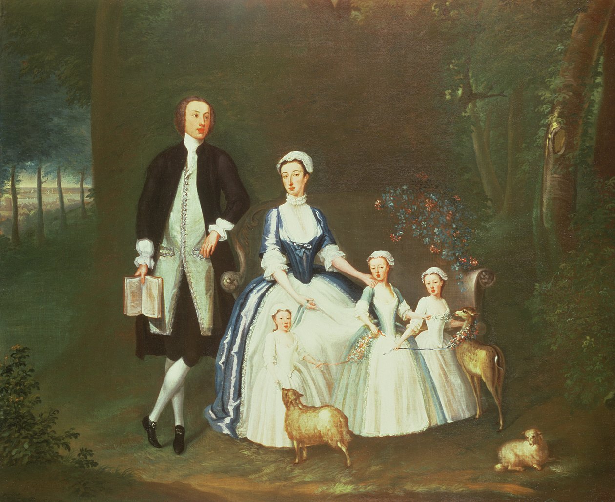 Baptist Noel, 4th Earl of Gainsborough och hans fru Elizabeth med deras barn av William Henesy
