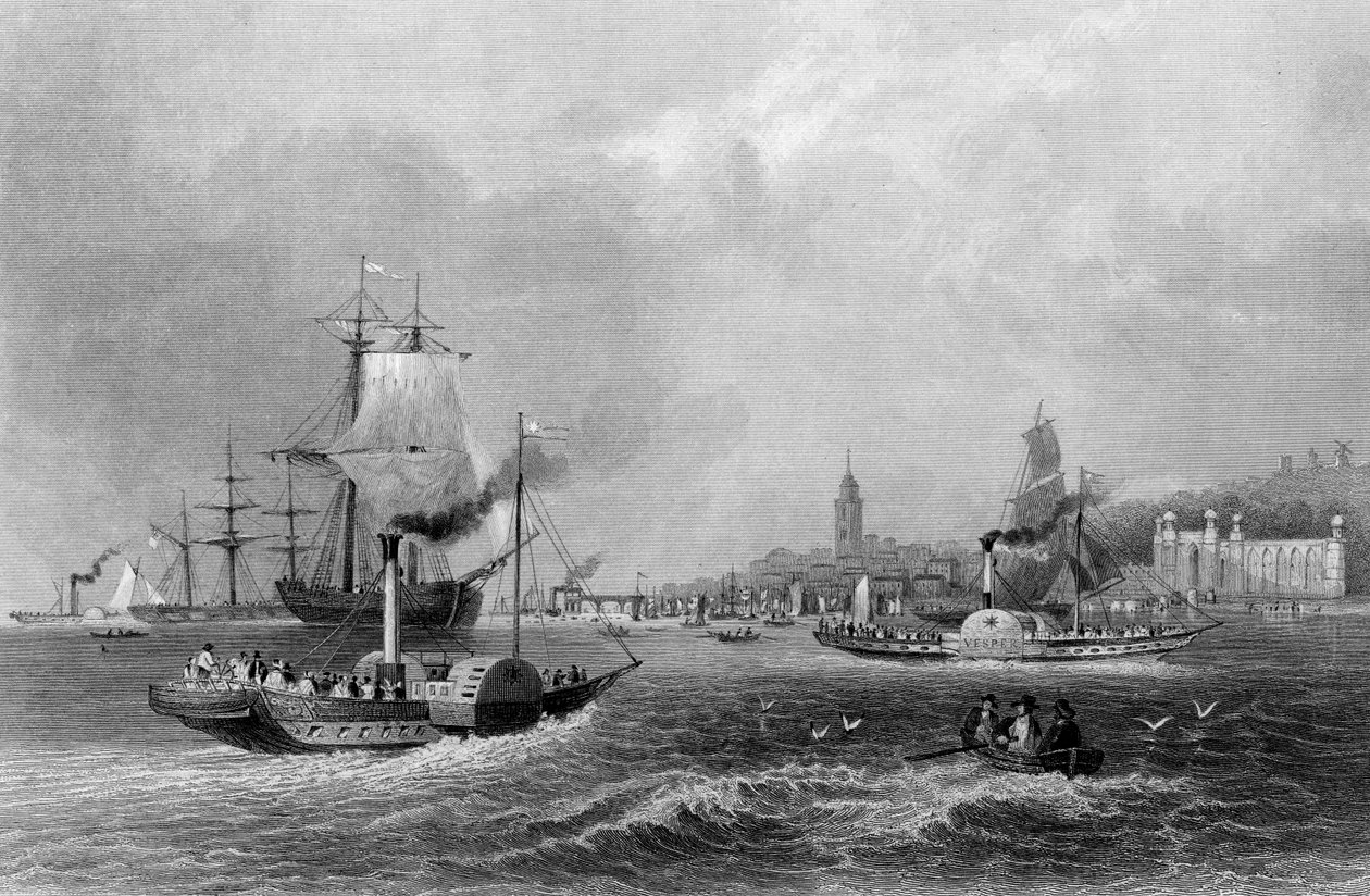 Gravesend, graverad av Henry Adlard, ca 1830 (gravyr) av William Henry (after) Bartlett