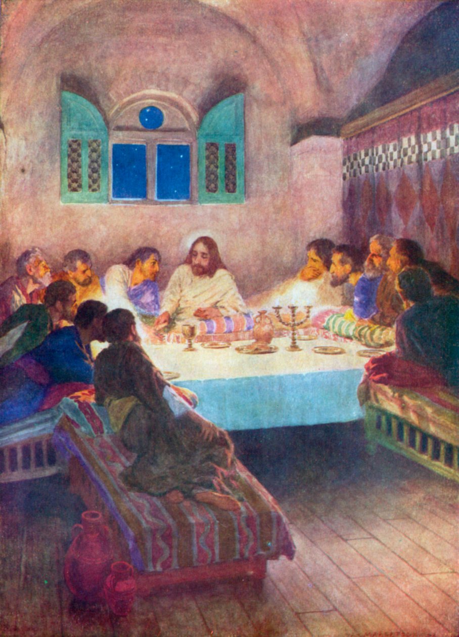 Den sista måltiden (färglitografi) av William Henry (after) Margetson