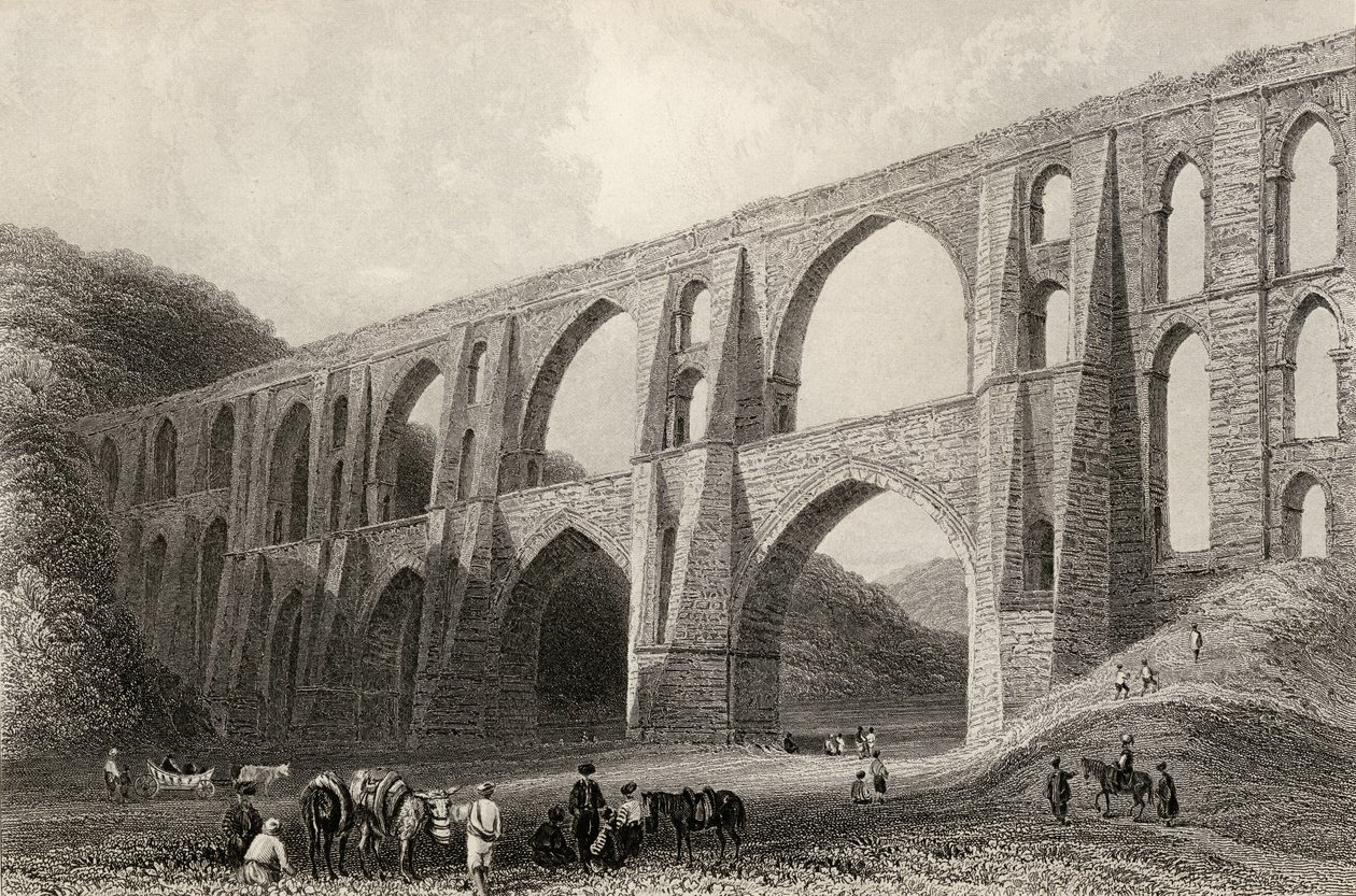 Kejsar Valens akvedukt, nära Pyrgo, Turkiet, graverad av R. Wallis. av William Henry Bartlett