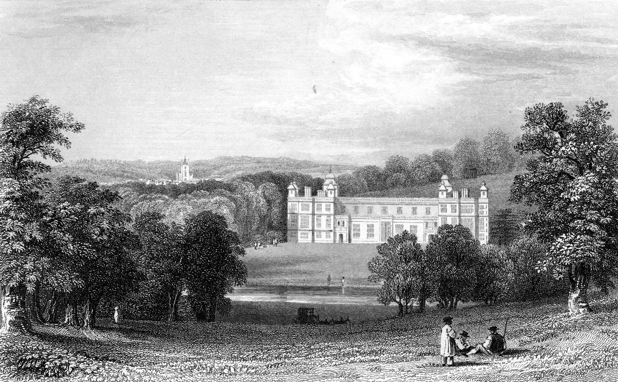 Audley End, Essex, graverad av Henry Adlard, 1832 av William Henry Bartlett