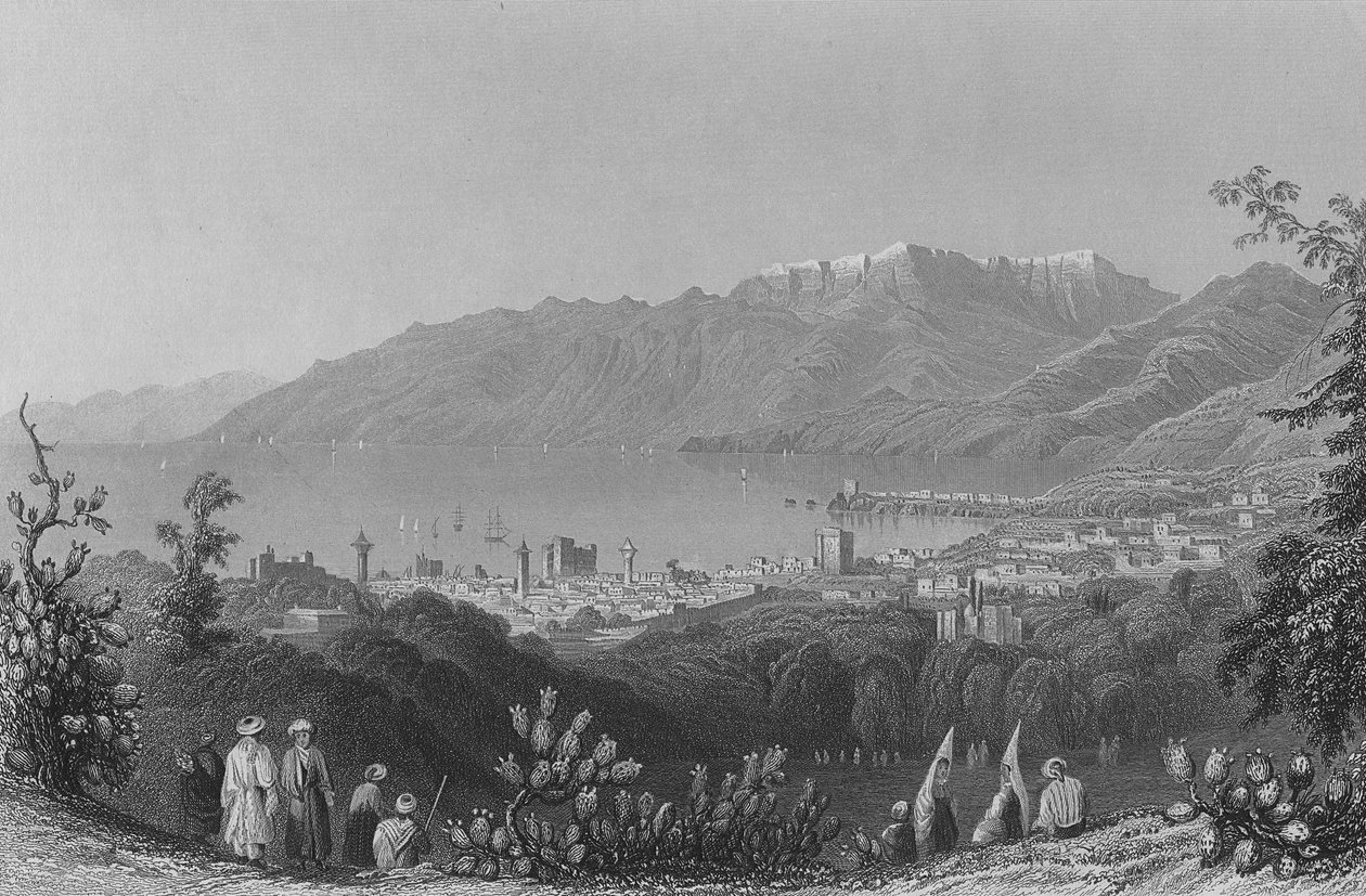 Beirut, den antika trolovningen, graverad av J.H. Allen av William Henry Bartlett