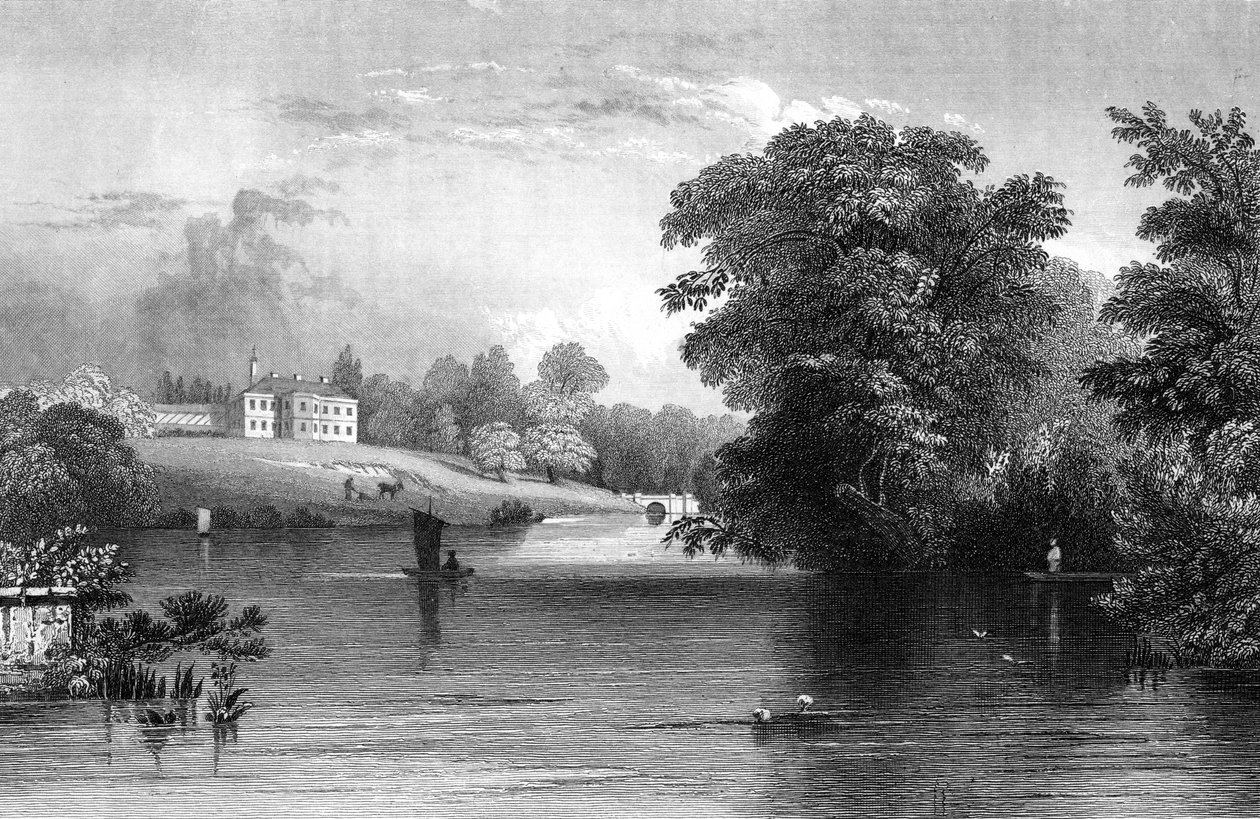 Braxted Lodge, nära Witham, Essex, graverad av Henry Wallis, 1832 av William Henry Bartlett