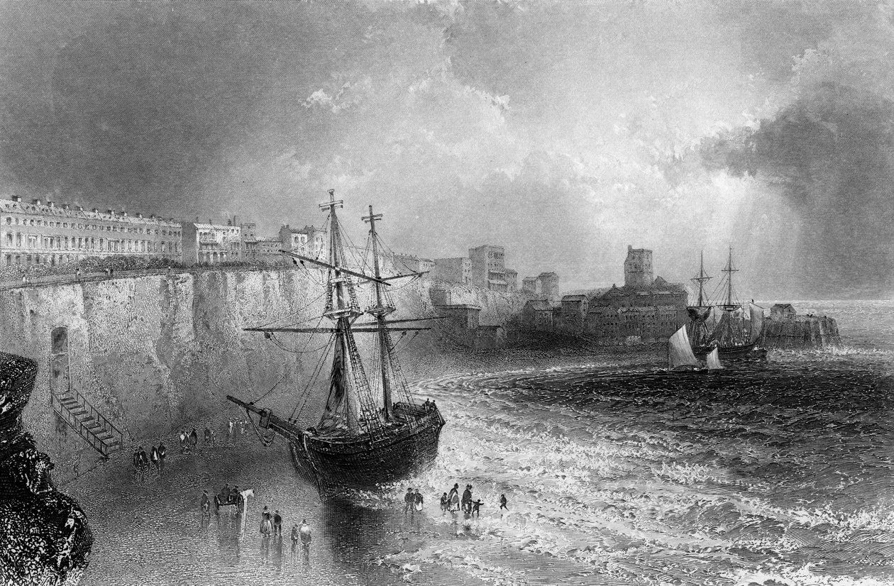 Broadstairs, Kent, graverad av Robert Brandard, 1842 av William Henry Bartlett