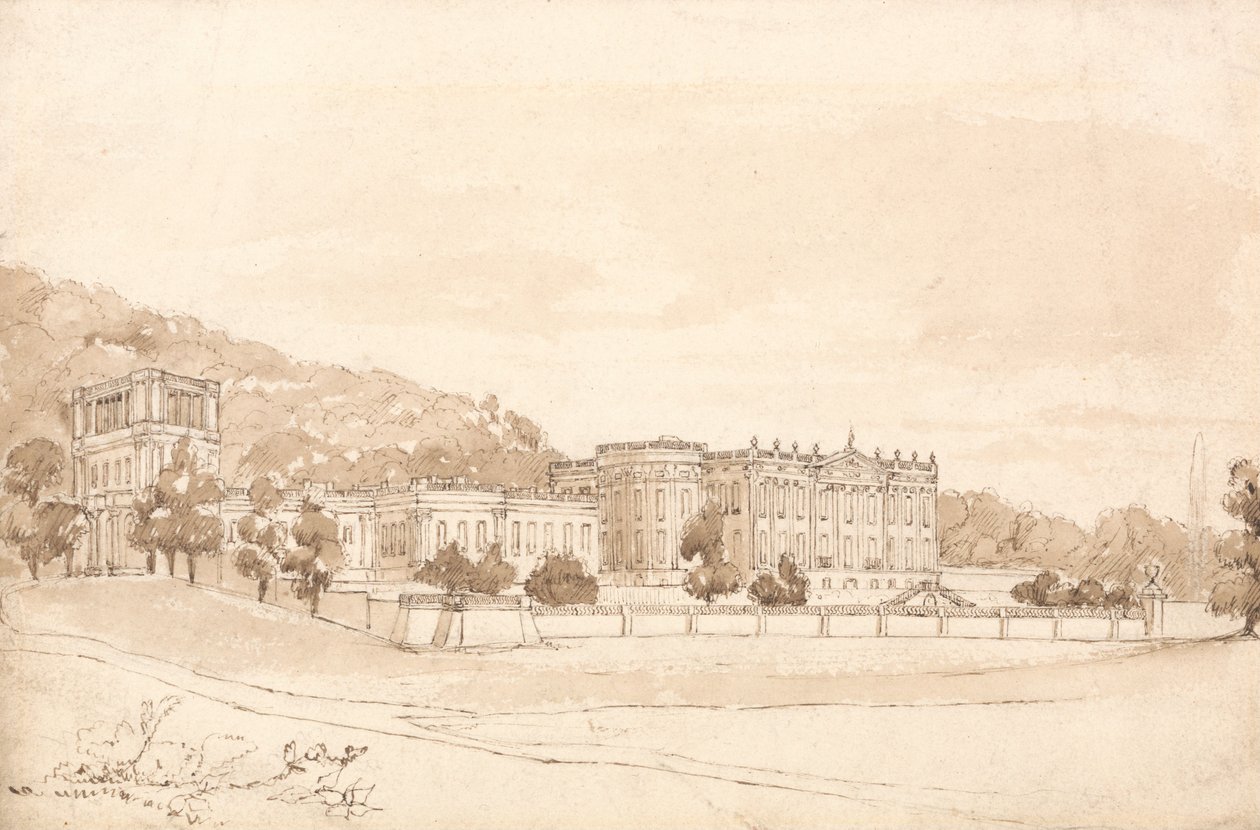 Chatsworth House, Derbyshire av William Henry Bartlett