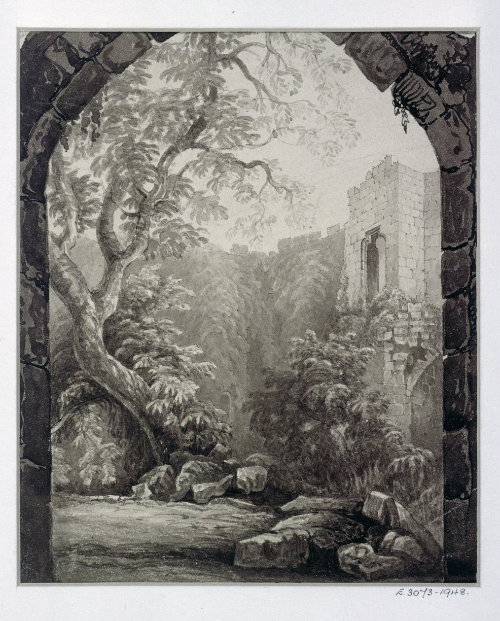 Cliffords Tower, York, interiör, 1827 av William Henry Bartlett