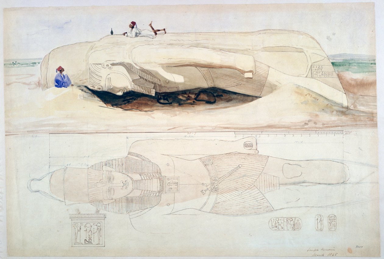 Kolossen av Ramses II, Memphis, 1845 av William Henry Bartlett