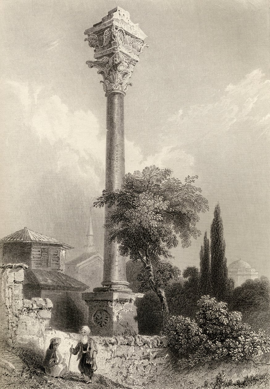 Kolumn av Marcian, Istanbul, Turkiet, graverad av H. Adlard av William Henry Bartlett