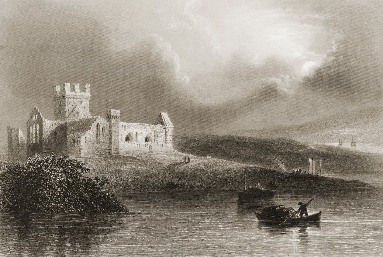 Dunbrody Abbey, County Wexford, Irland, från "Scenery and Antiquities of Ireland" av George Virtue, 1860-talet av William Henry Bartlett