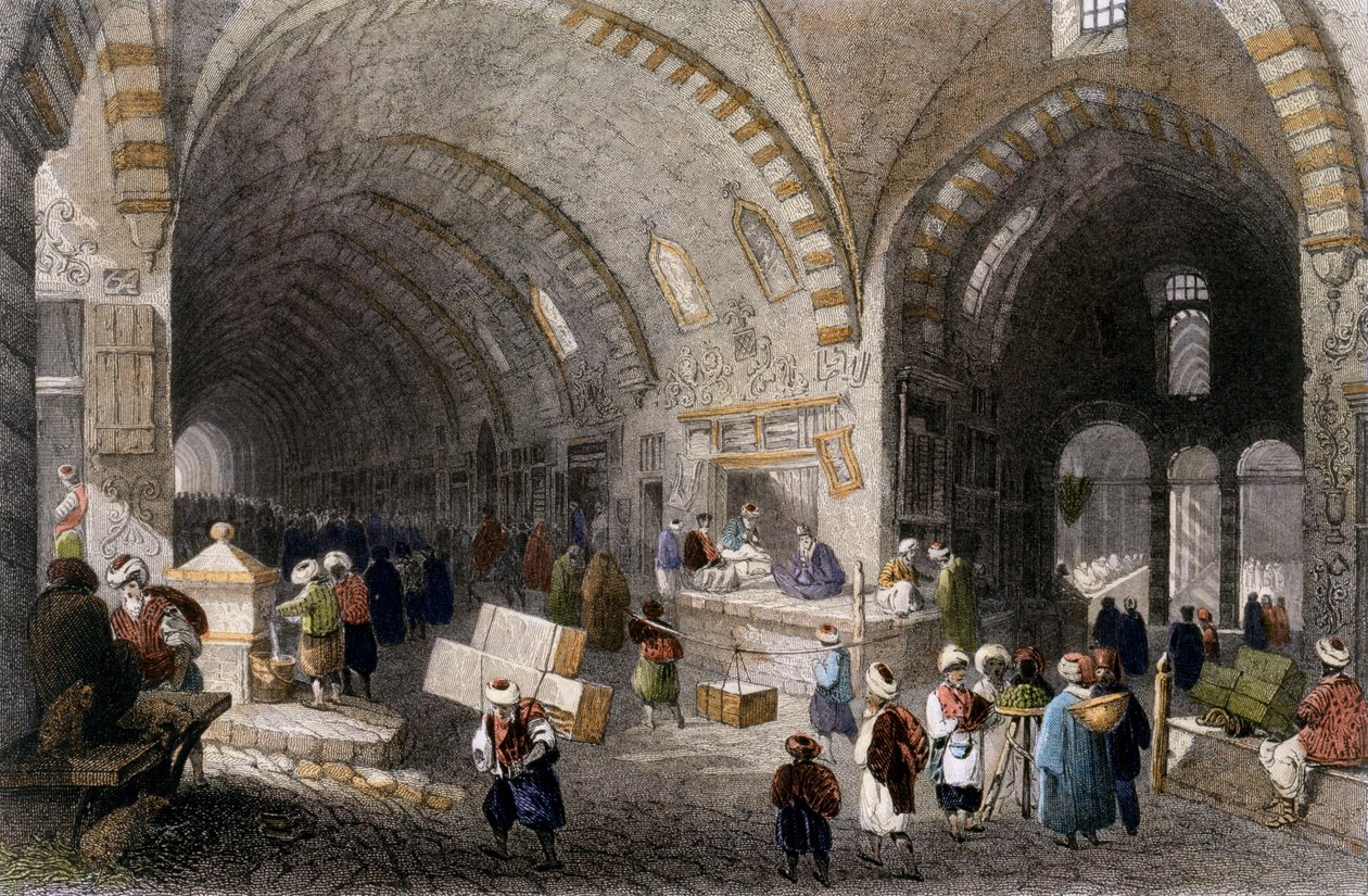 Great Avenue i Tchartchi, 1850 (färgad akvatint) av William Henry Bartlett