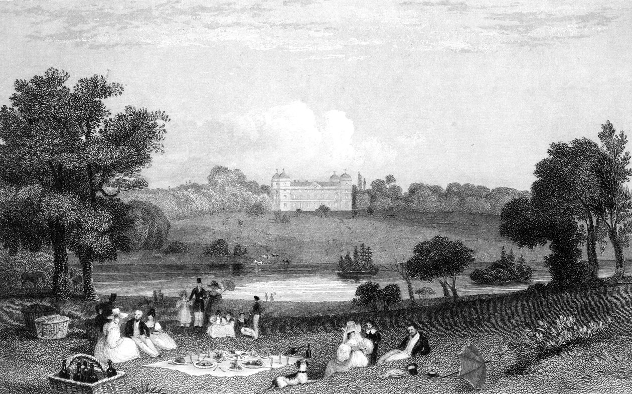 Hallingbury Place, Essex, graverat av Henry Wallis, 1832 av William Henry Bartlett