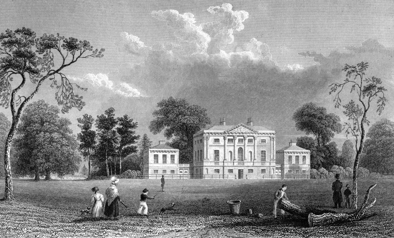 Hare Hall, Essex, kuchonga na E. Young, 1833 swed av William Henry Bartlett