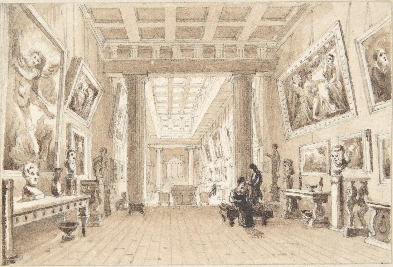 Interiör av Thomas Hopes bildgalleri, Duchess Street, London av William Henry Bartlett