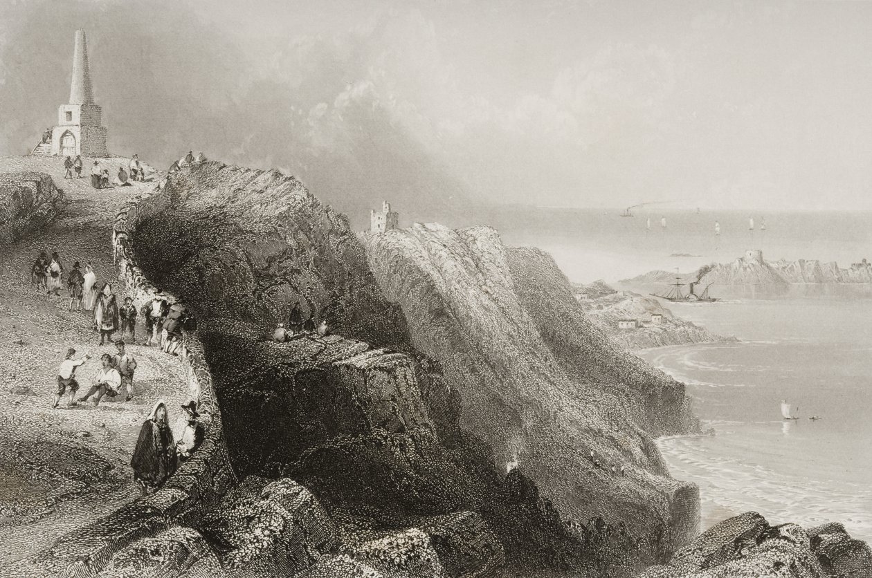 Killiney Hill, County Dublin, Irland, från "Scenery and Antiquities of Ireland" av George Virtue, 1860-talet av William Henry Bartlett