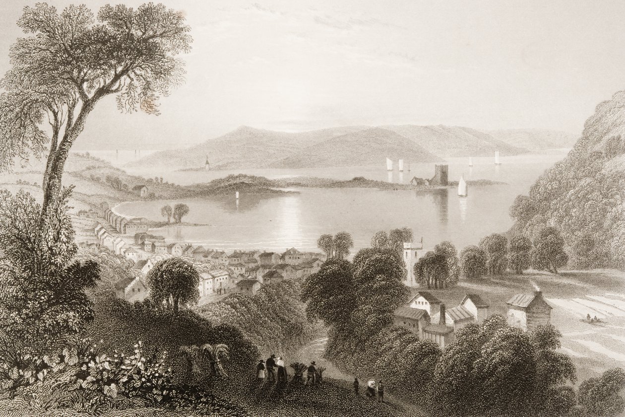 Larne, County Antrim, Nordirland, från "Scenery and Antiquities of Ireland" av George Virtue, 1860-talet av William Henry Bartlett