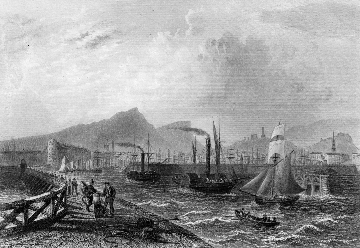 Leith Pier and Harbour, graverad av Robert Wallis, c.1820 av William Henry Bartlett