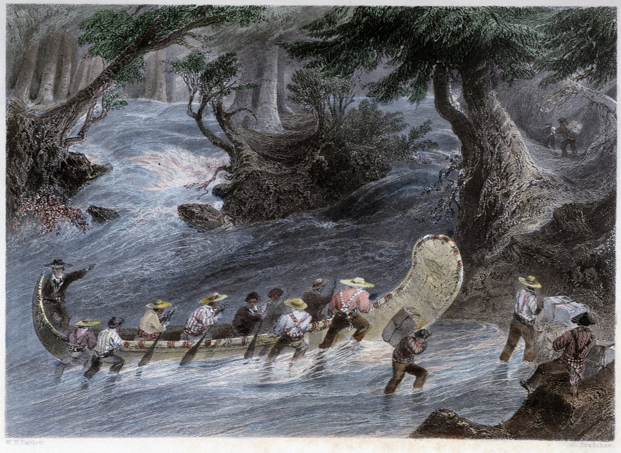 Kanotturer för män - i "" kanadensiskt landskap illustrerad" av Bartlett W. H. av William Henry Bartlett