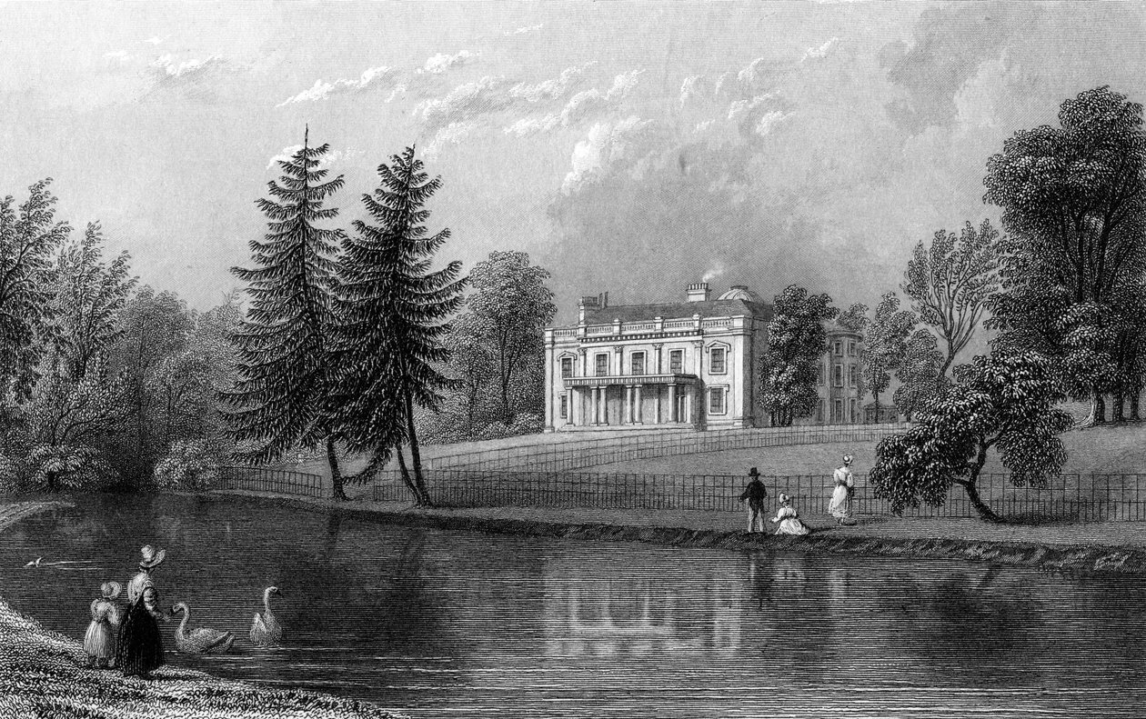 Moor Hall, nära Harlow, Essex, graverad av John Rogers, 1833 av William Henry Bartlett
