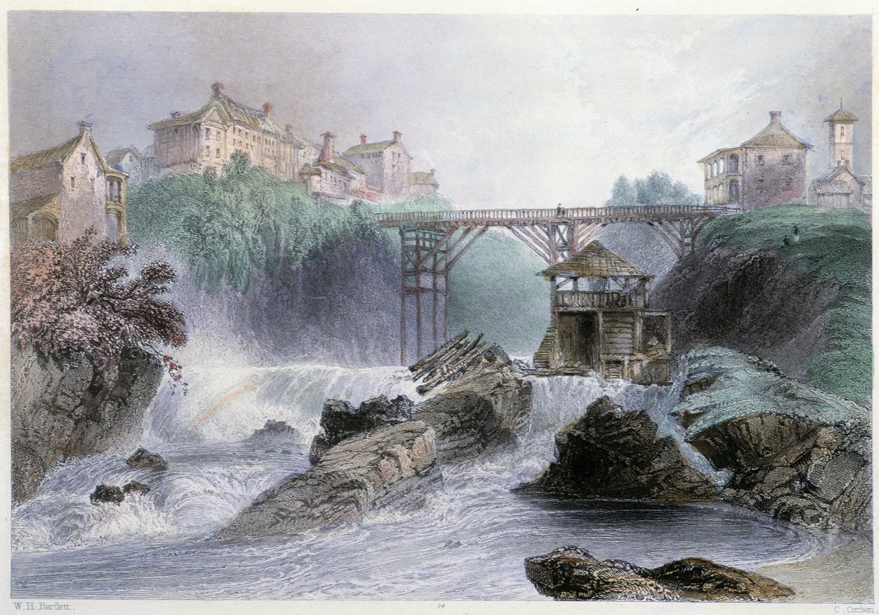 Pont à Sherbrooke - i "" Canadian Scenery illustrerad" av William Henry Bartlett, red. George Virtue av William Henry Bartlett