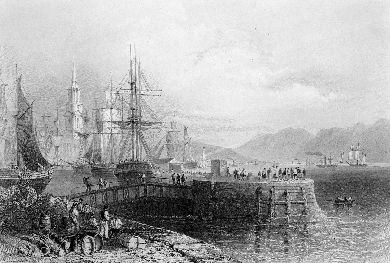Port Glasgow, graverad av J.W. Appleton, 1841 (gravyr) av William Henry Bartlett