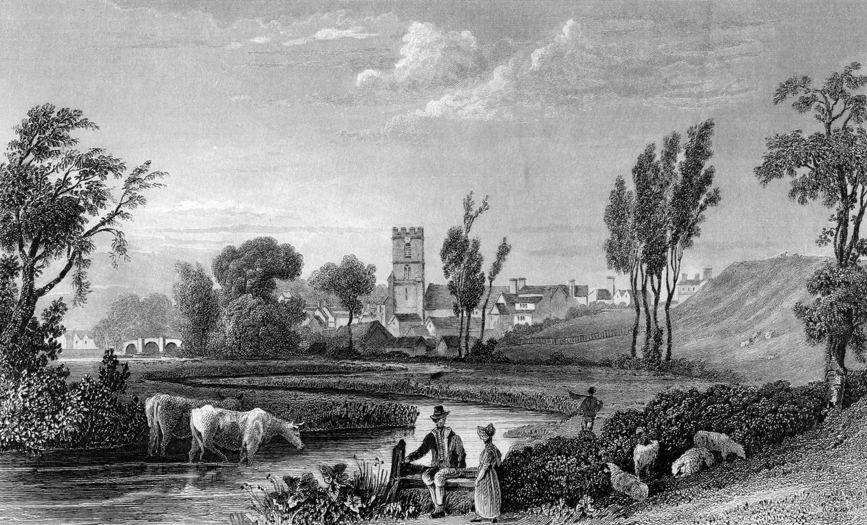 Roman Station vid Chipping Hill, Witham, Essex, graverad av William Tombleson, 1832 av William Henry Bartlett
