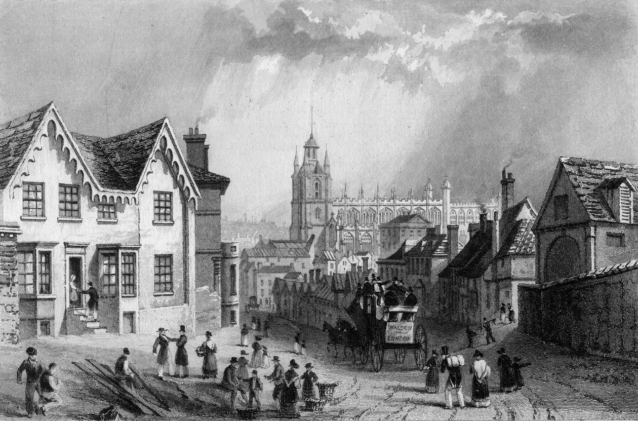 Saffron Walden, Essex, graverad av Charles Mottram, 1832 av William Henry Bartlett