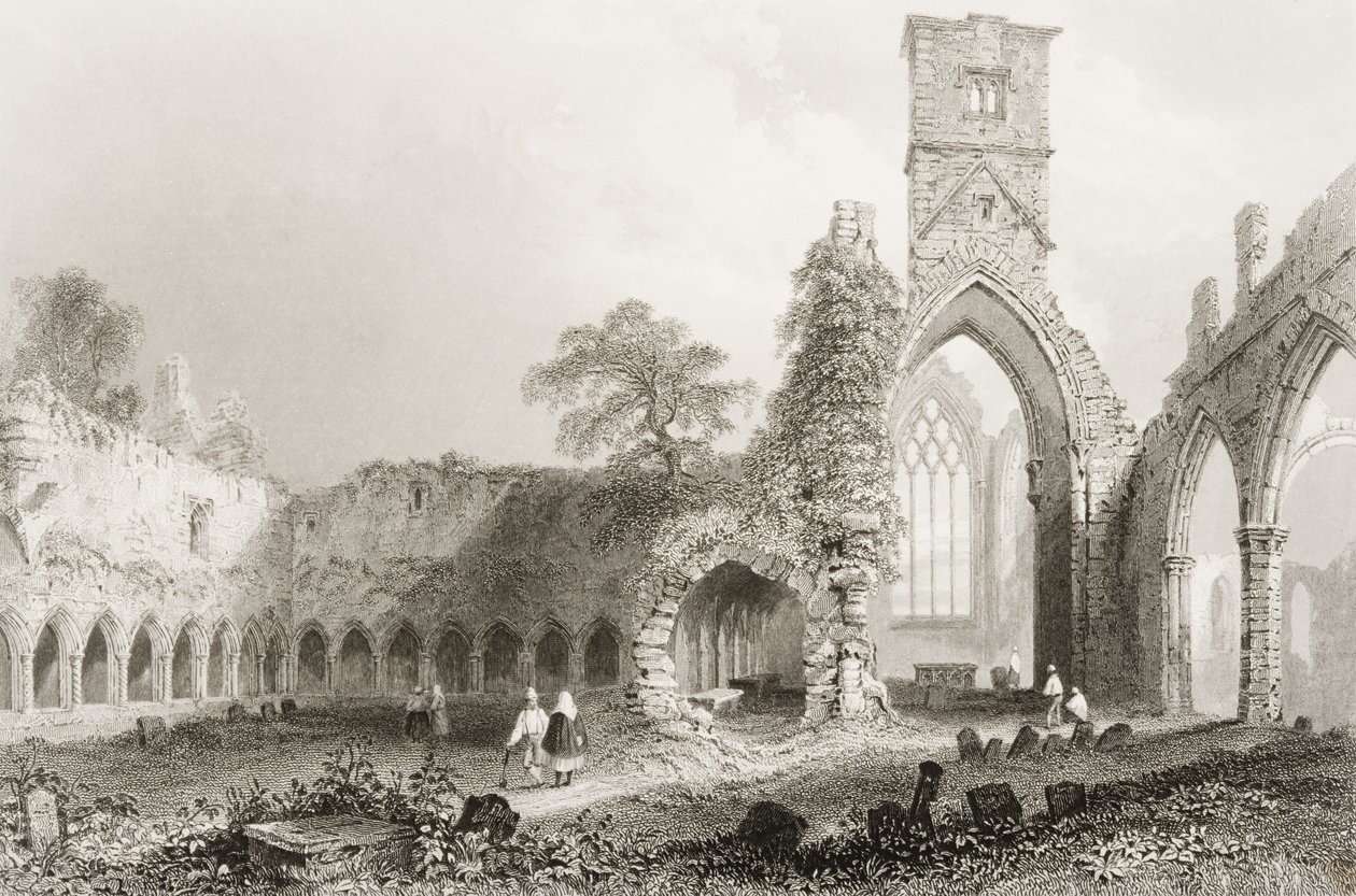 Sligo Abbey, County Sligo, Irland, från "Scenery and Antiquities of Ireland" av George Virtue, 1860-tal (gravyr) av William Henry Bartlett