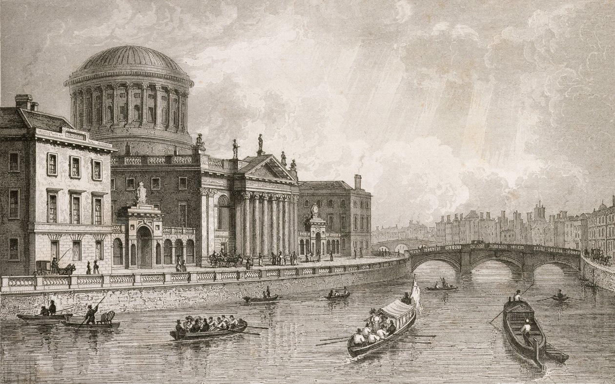 The Four Law Courts, Dublin, graverad av Owen av William Henry Bartlett