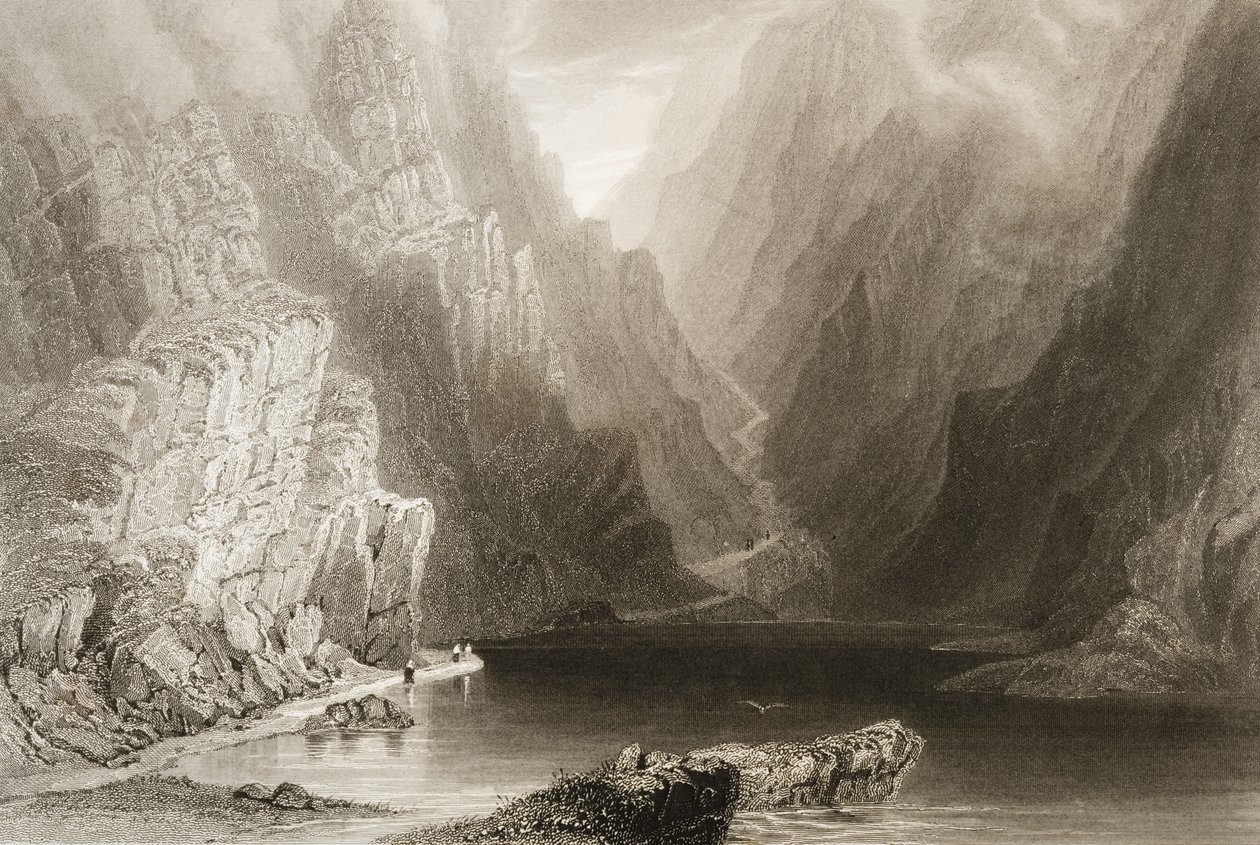 The Gap of Dunloe, County Killarney, Irland, från "Scenery and Antiquities of Ireland" av George Virtue, 1860-talet av William Henry Bartlett