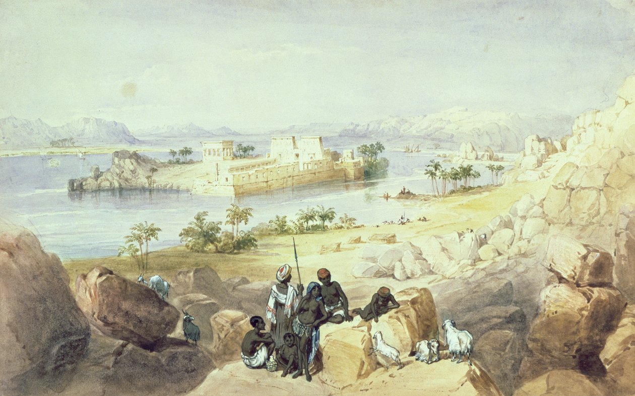 Ön Philae, med utsikt över Nilen av William Henry Bartlett
